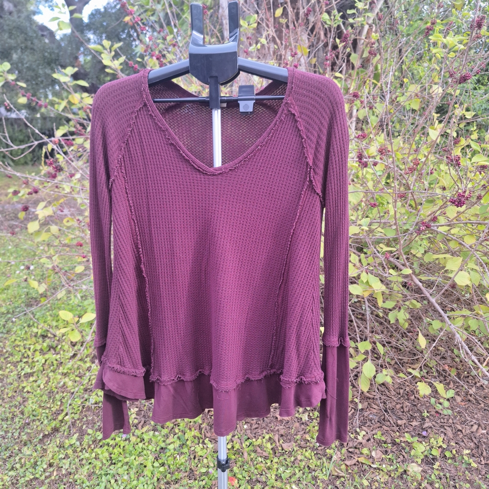 Women's Burgundy Long Sleeve Top